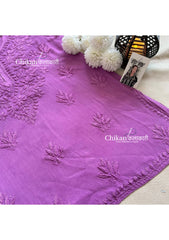 Sahiba Rayon Short Chikankari Kurti - Purple