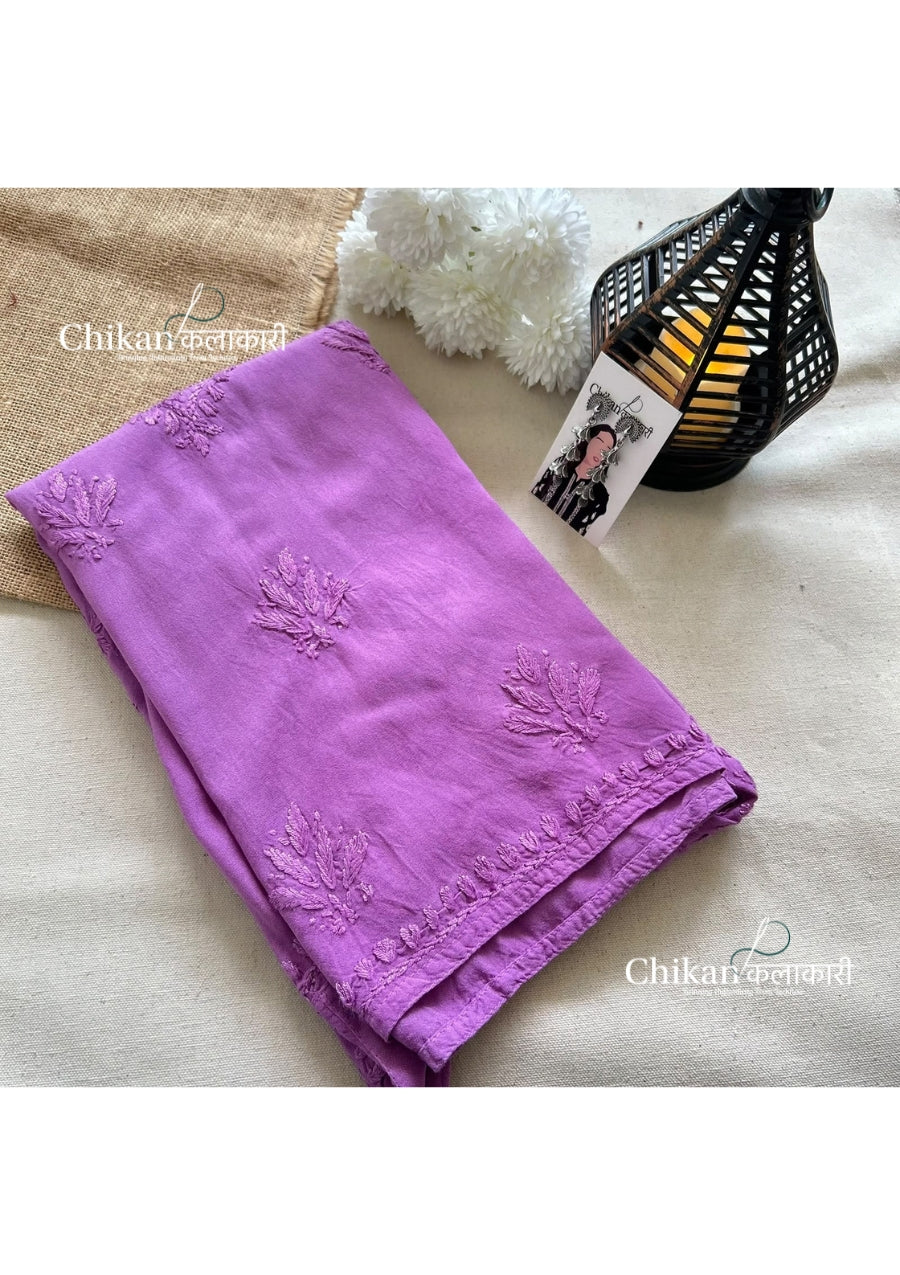Sahiba Rayon Short Chikankari Kurti - Purple