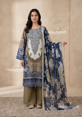 Sahira Olive Green Cotton Straight Suit Set With Dupatta - Blue