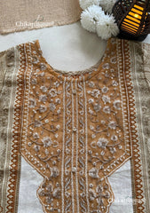 Sahira Beige Cotton Straight Suit Set With Dupatta