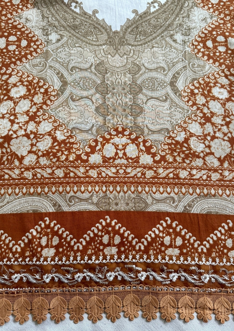 Sahira Beige Cotton Straight Suit Set With Dupatta