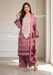 Sahira Pink Cotton Straight Suit Set With Dupatta