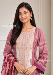 Sahira Pink Cotton Straight Suit Set With Dupatta