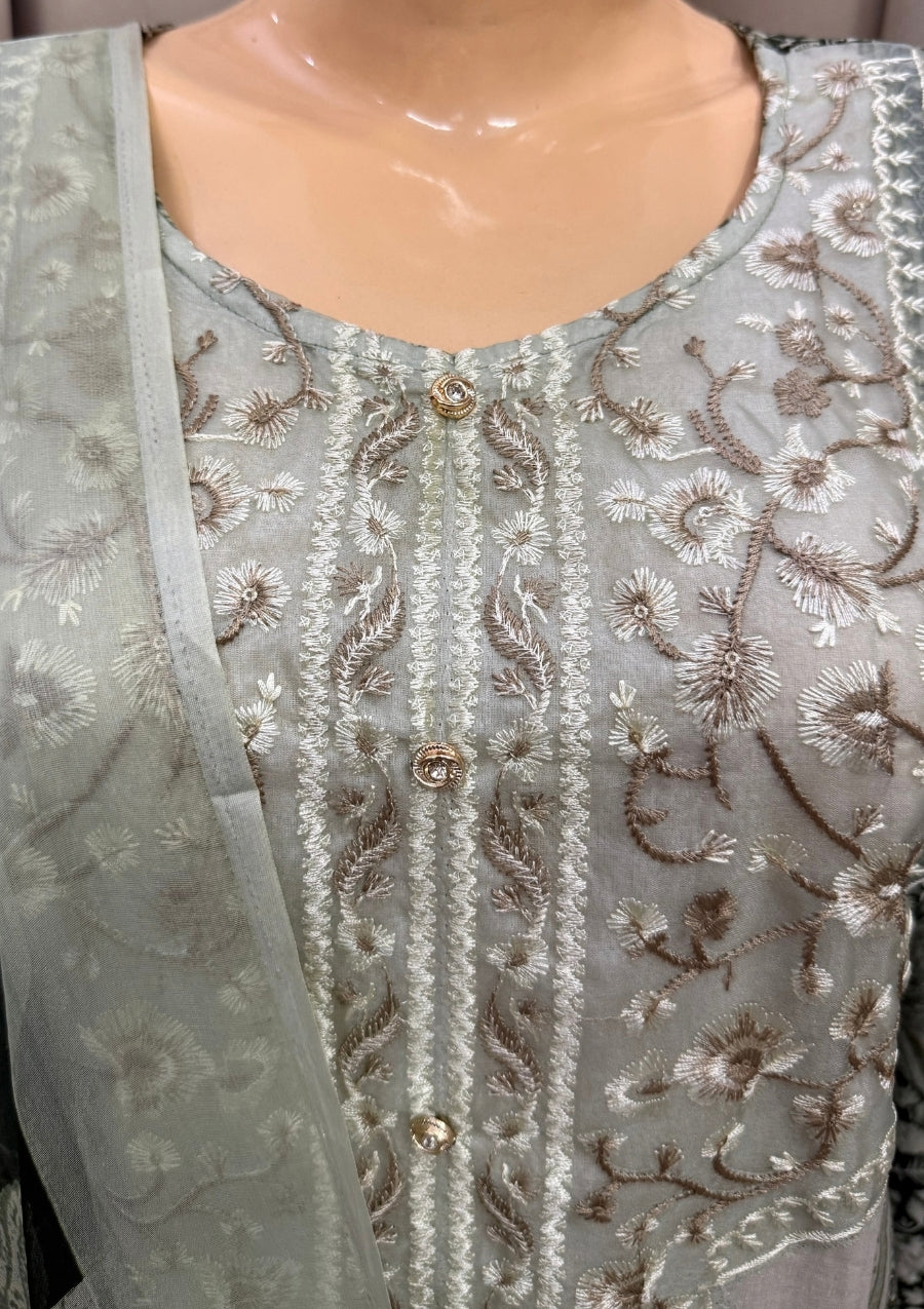 Sahira Green Cotton Straight Suit Set With Dupatta