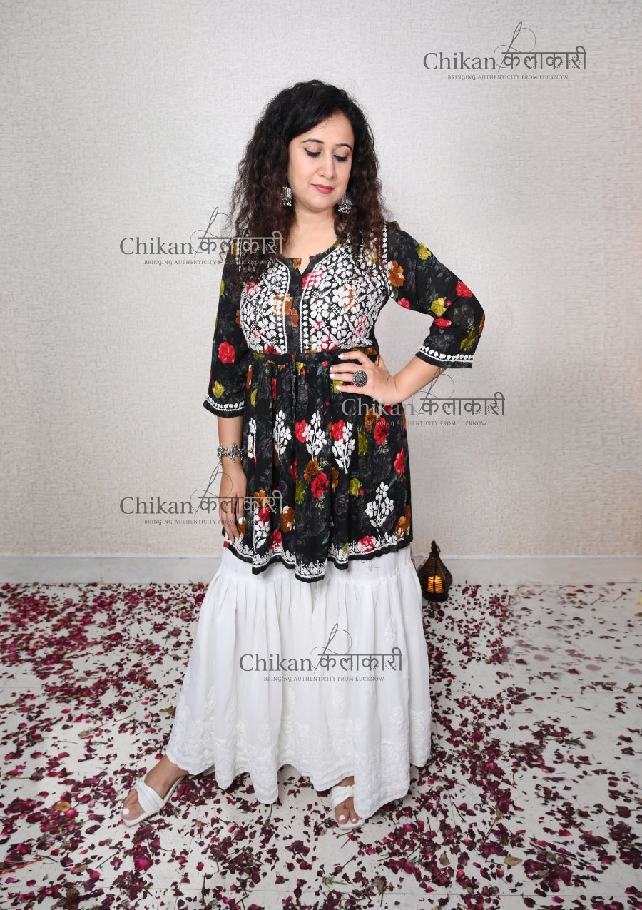 Saira Georgette Chikankari Garara