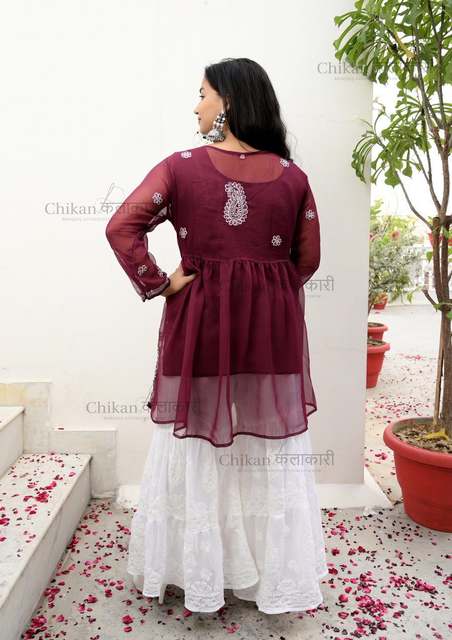 Sana Short Chikan Kurti | chikan curry kurta | lakhnavi kurti | lucknowi chikankari kurti | chikankari short kurta