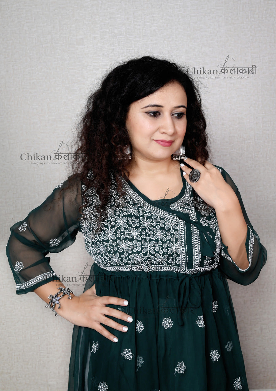 Sana Short Chikankari Kurti | chikan curry kurta | lakhnavi kurti | lucknowi chikan kurta | house of chikankari