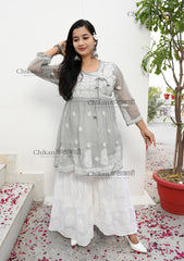 Sana Short Chikankari Kurti | chikan curry kurta | lakhnavi kurti | lucknowi chikankari kurti | chikankari short kurta