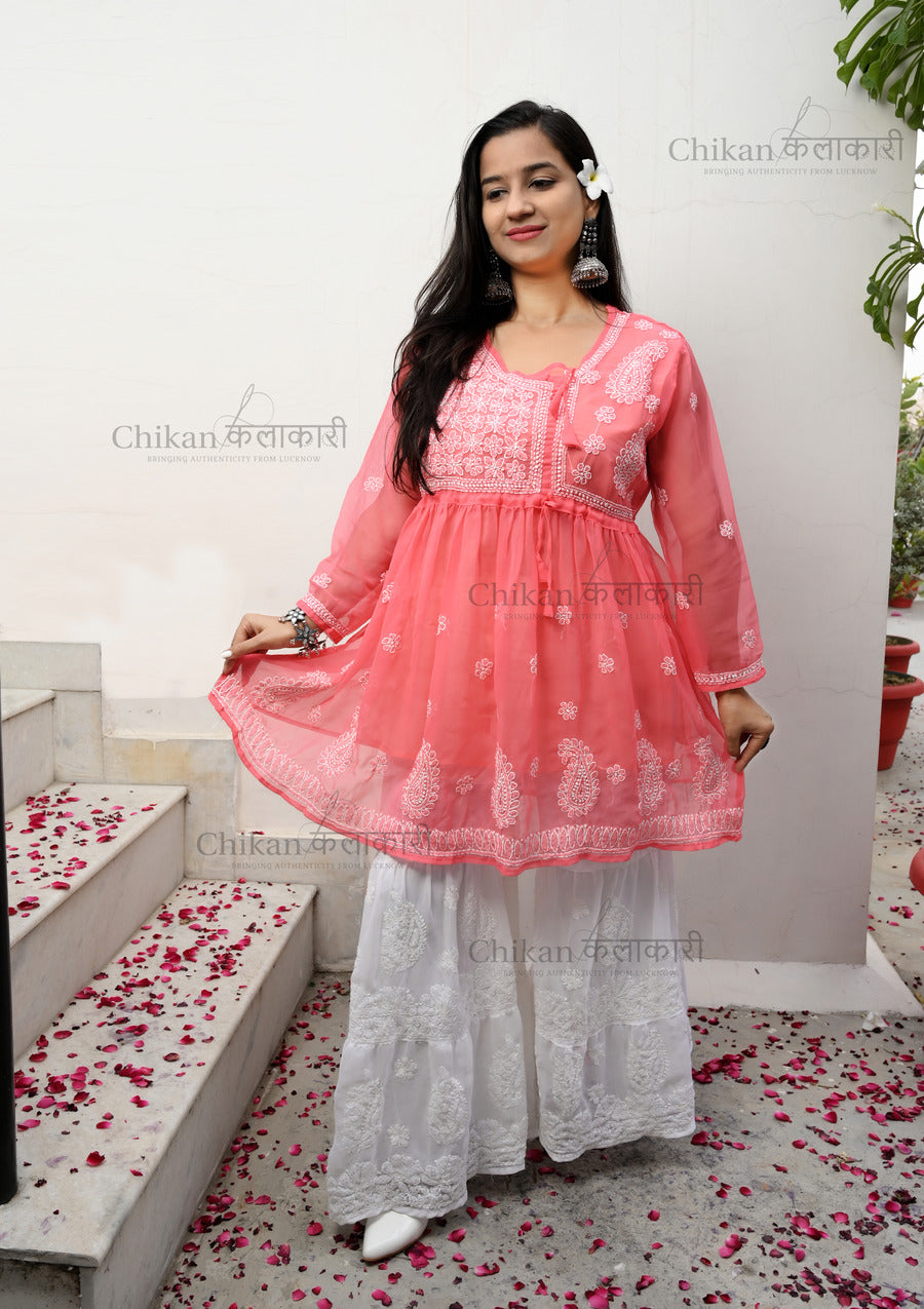 Sana Short Chikankari Kurta | chikan curry kurta | lakhnavi kurti | lucknowi chikan kurti | short chikankari kurti