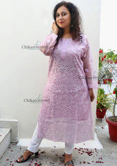 Sanya Organza Chikankari Kurta | lucknowi chikan kurti | lakhnavi kurta | chicken curry kurti | lucknow chikankari kurti