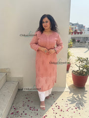 Sazia Premium Kota Chikankari Kurti - Brown