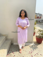 Sazia Premium Kota Chikankari Kurti - Light Purple