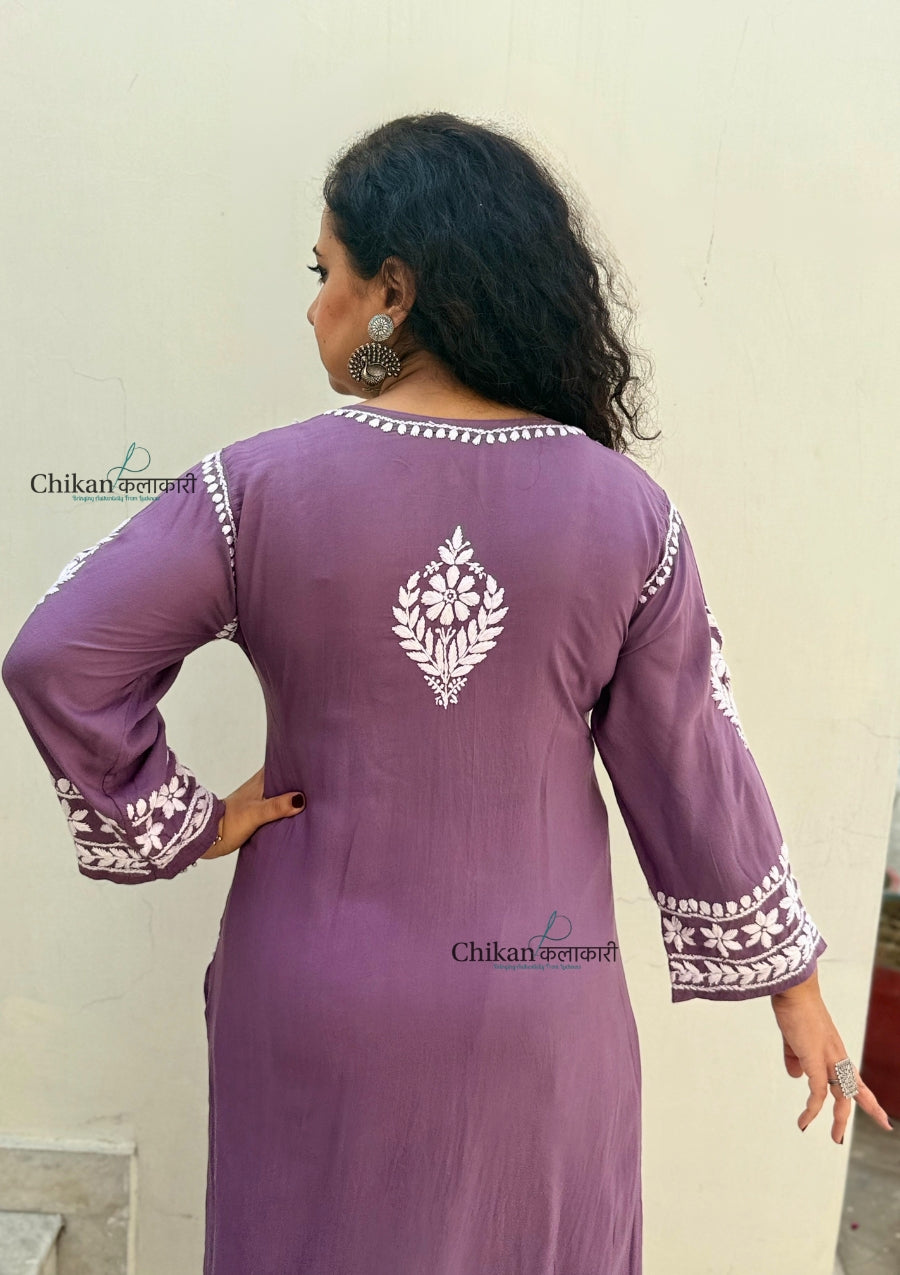 Seerat Modal Chikankari Kurti - Mauve