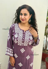 Seerat Modal Chikankari Kurti - Mauve