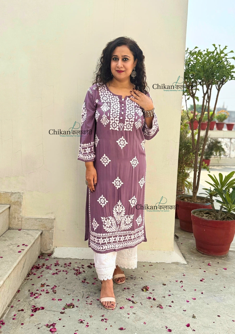Seerat Modal Chikankari Kurti - Mauve