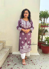 Seerat Modal Chikankari Kurti - Mauve