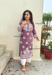 Seerat Modal Chikankari Kurti - Mauve