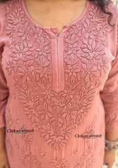Sehar Viscose Chikankari Kurti - Brown
