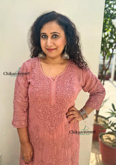 Sehar Viscose Chikankari Kurti - Brown