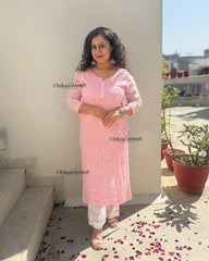 Sehar Viscose Chikankari Kurti - Pink
