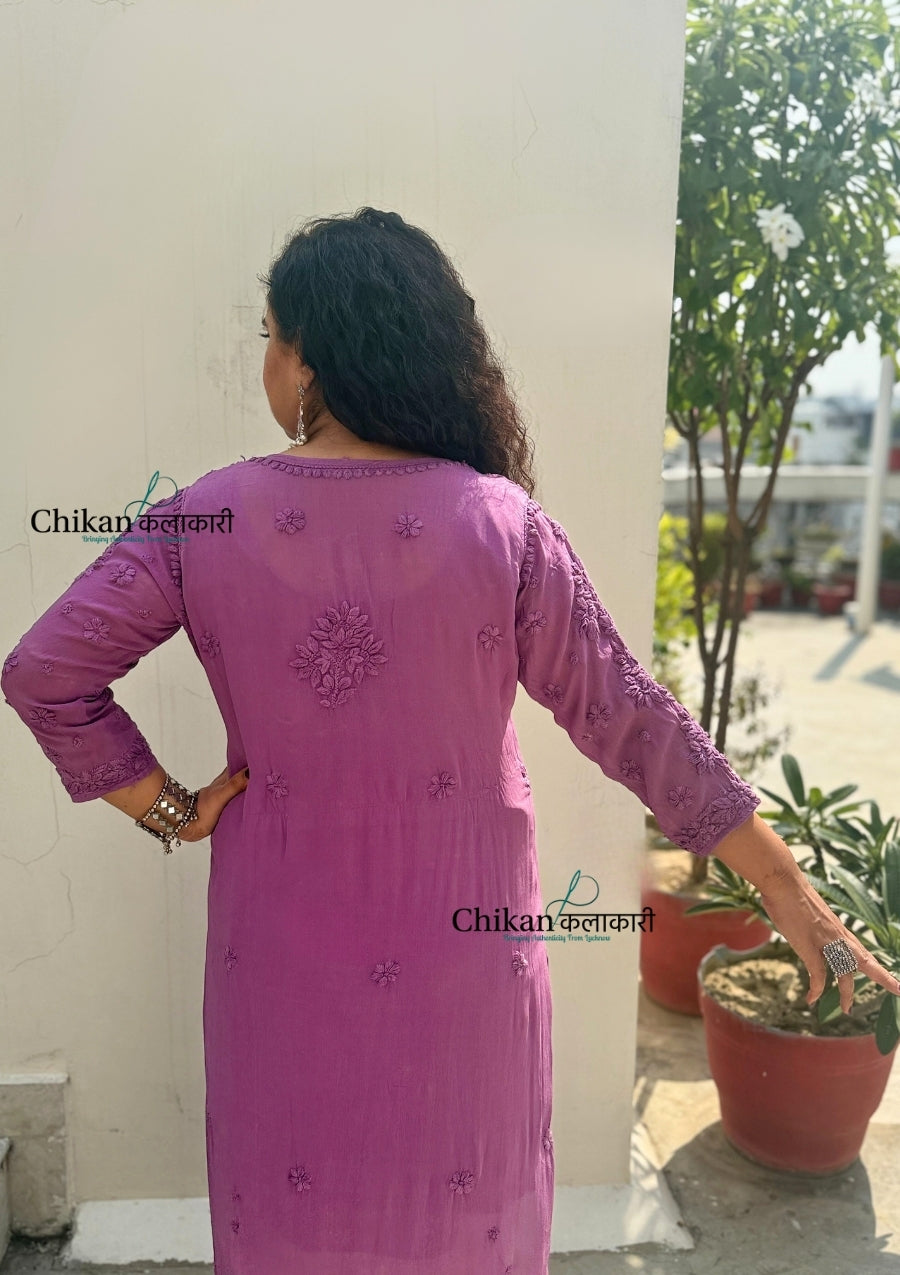 Sehar Viscose Chikankari Kurti - Purple