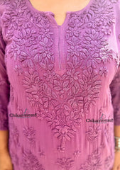 Sehar Viscose Chikankari Kurti - Purple