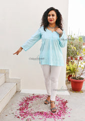 Shanaya Blue Short Chikankari Kurti