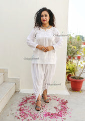 Shanaya White Short Chikankari Kurti