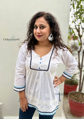 Sheena White Short Chikankari Kurti