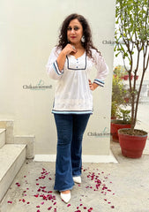 Sheena White Short Chikankari Kurti