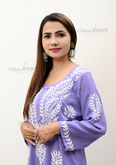 Shehnaz Modal Chikan Kurti | chikan curry kurti | lakhnavi kurta | lucknowi chikan kurta | house of chikankari