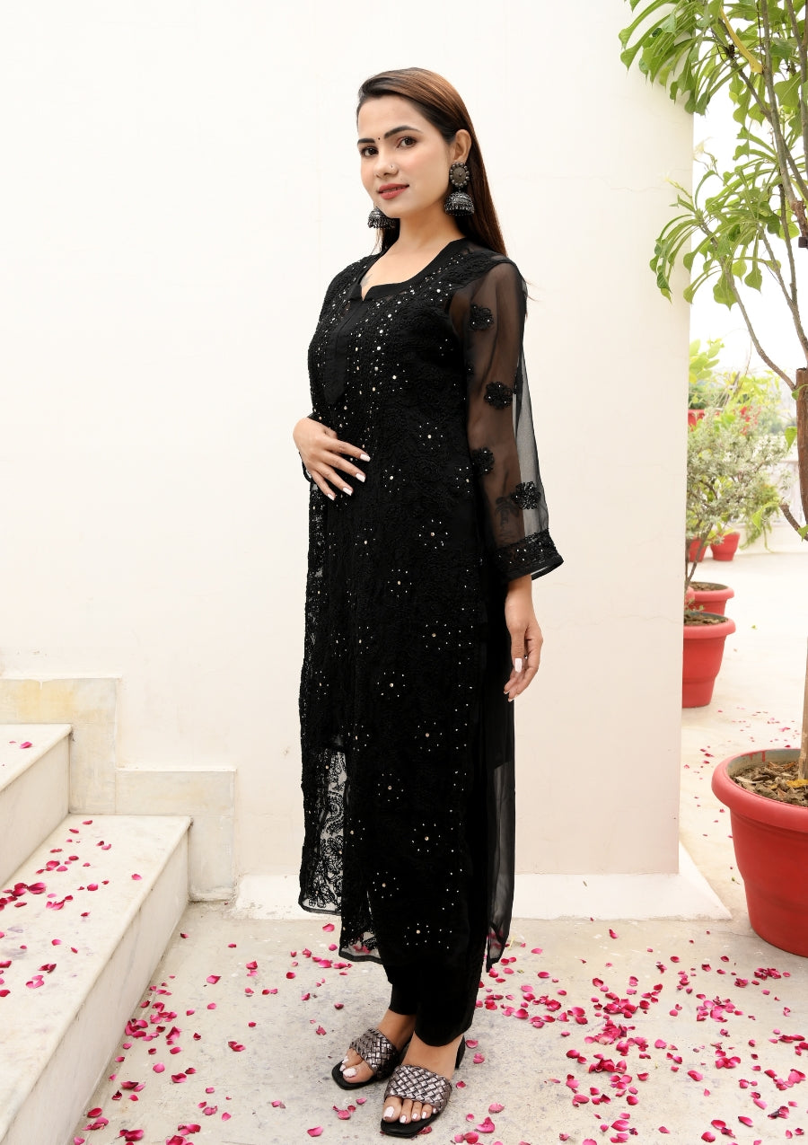 Shifa Georgette Chikankari Kurti Chikan Kalakaari