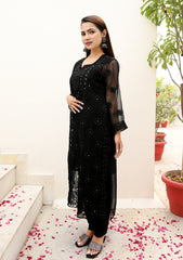 Shifa Georgette Chikan Kurti | chikan curry kurta | lakhnavi kurti | l lucknow chikan kurta | black chikankari kurti