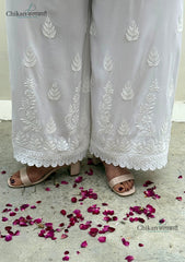 Shiza Rayon Chikankari Palazzo - Free Size Fits Up to 4XL size