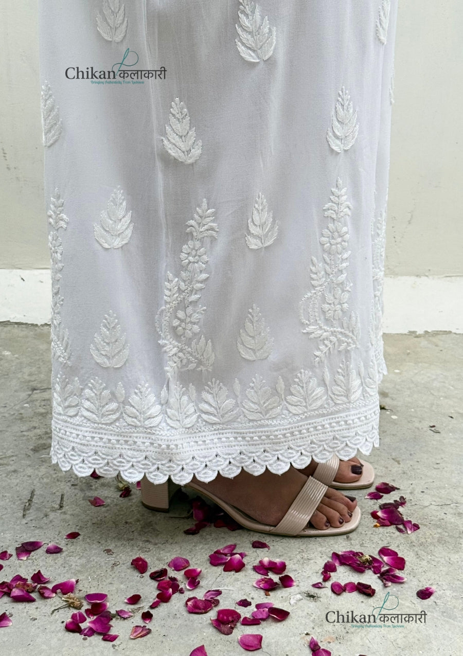 Shiza Rayon Chikankari Palazzo - Free Size Fits Up to 4XL size