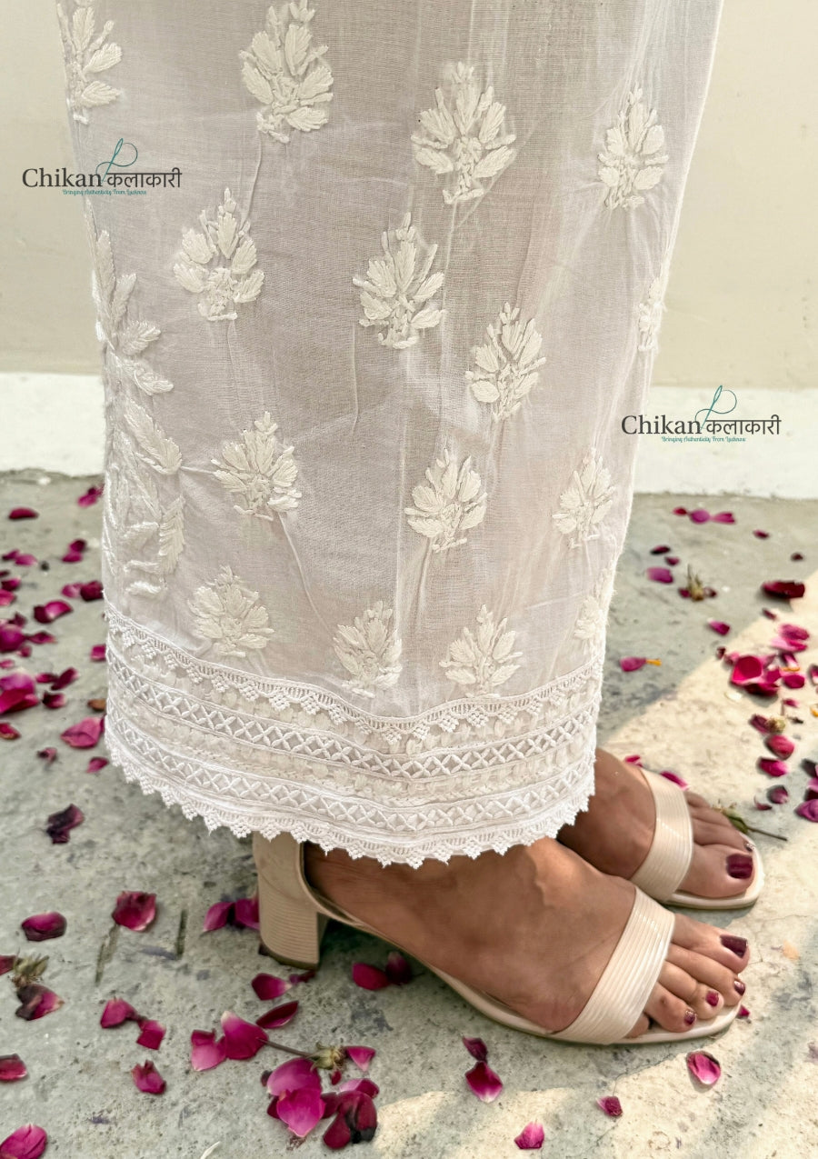 Hayat Cotton Chikankari Palazzo - Free Size Fits Up to 2XL size