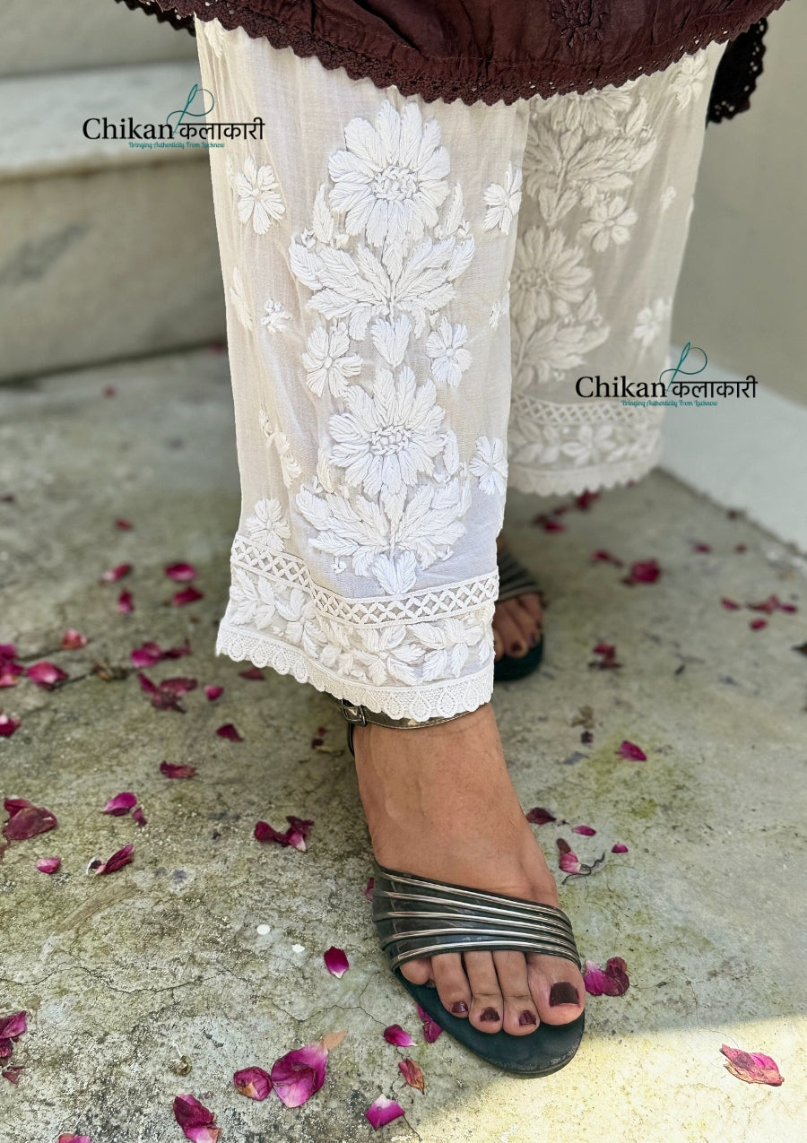Shiza Modal Chikankari Palazzo - Free Size Fits Up to XL size