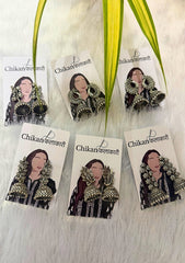 Oxidized Silver Earrings - 1 pair