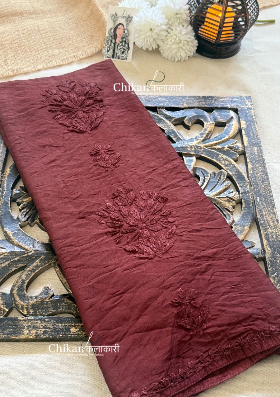 Sitara Chanderi Chikankari Kurti - Brown
