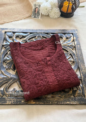 Sitara Chanderi Chikankari Kurti - Brown