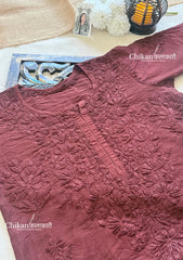 Sitara Chanderi Chikankari Kurti - Brown