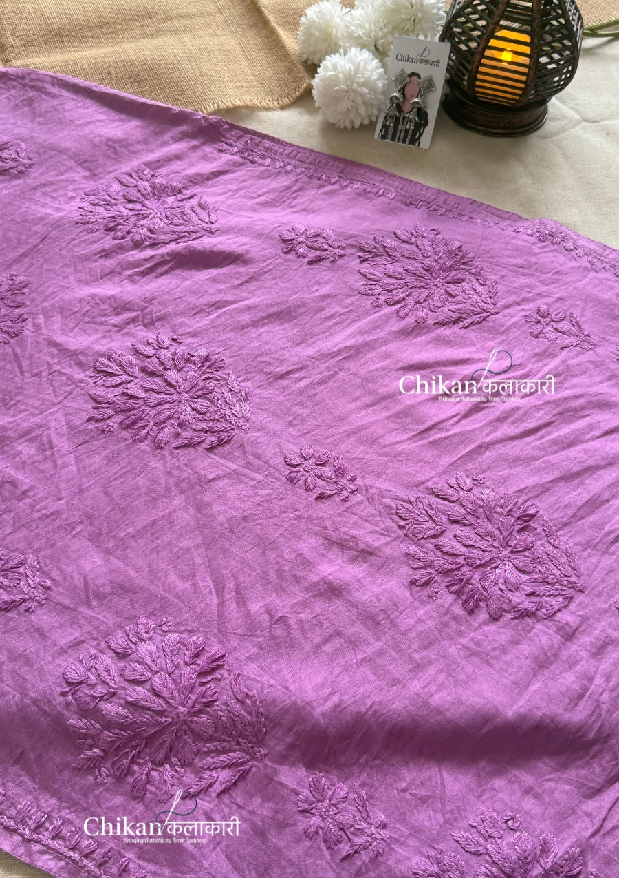 Sitara Chanderi Chikankari Kurti - Light Purple