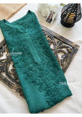 Sitara Chanderi Chikankari Kurti - Bottle Green