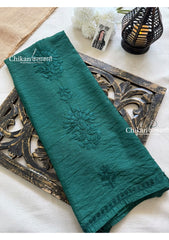 Sitara Chanderi Chikankari Kurti - Bottle Green