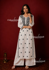 Siya White Cotton White Chikankari Kurti