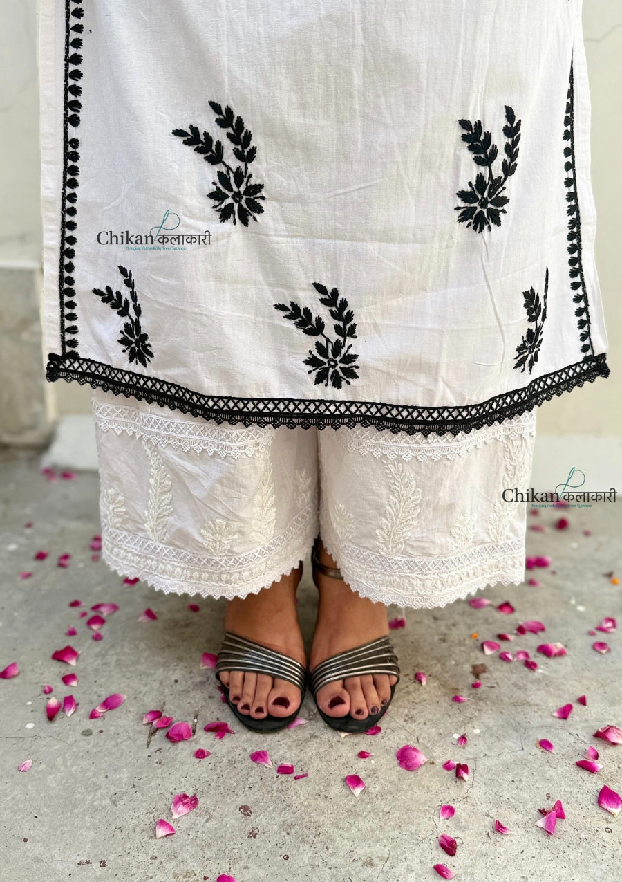 Siyali Cotton White Chikankari Kurti