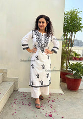 Siyali Cotton White Chikankari Kurti