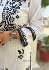 Siyali Cotton White Chikankari Kurti