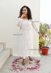 Tanisha White Viscose Chikankari Kurti