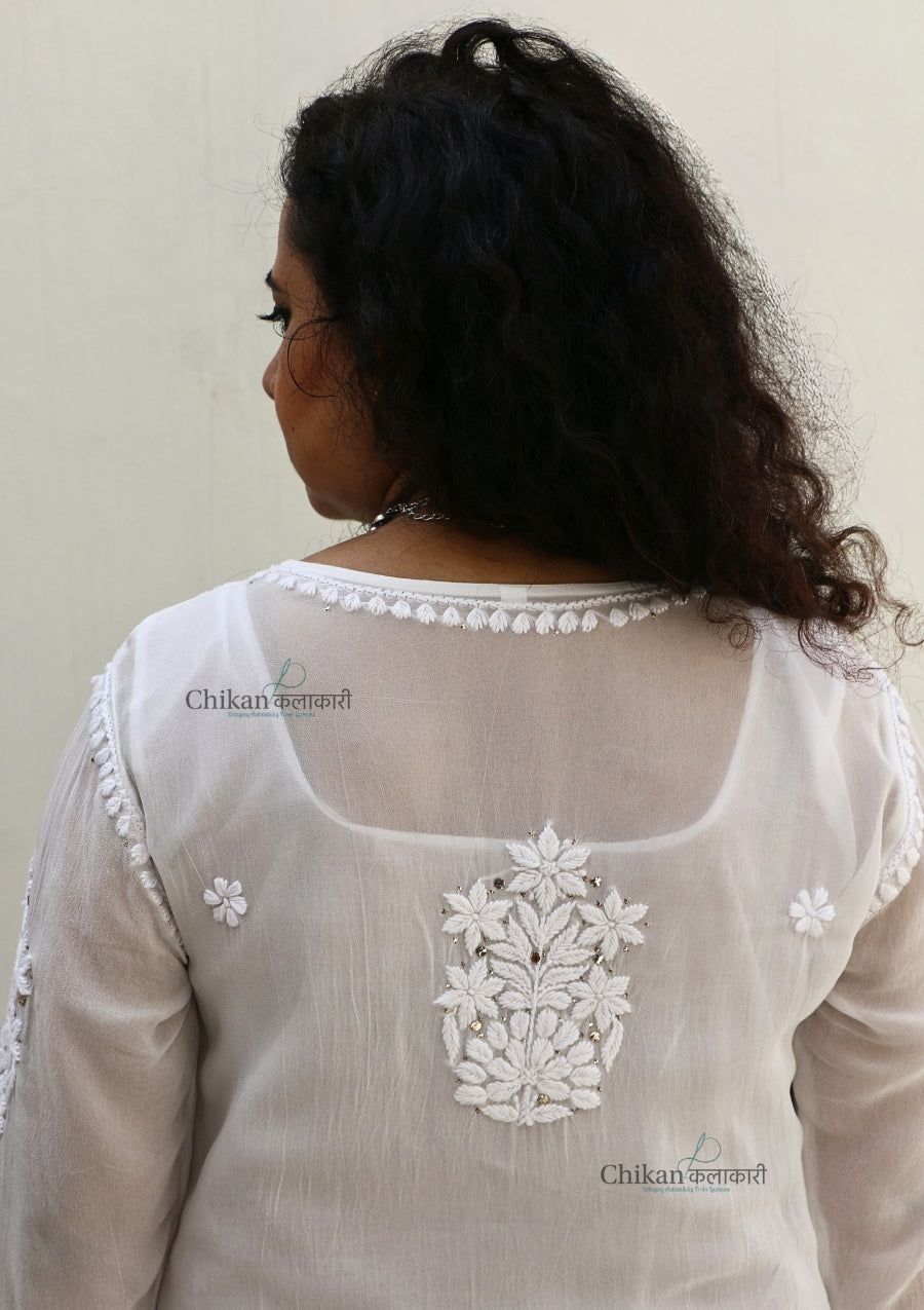 Tanisha White Viscose Chikankari Kurti